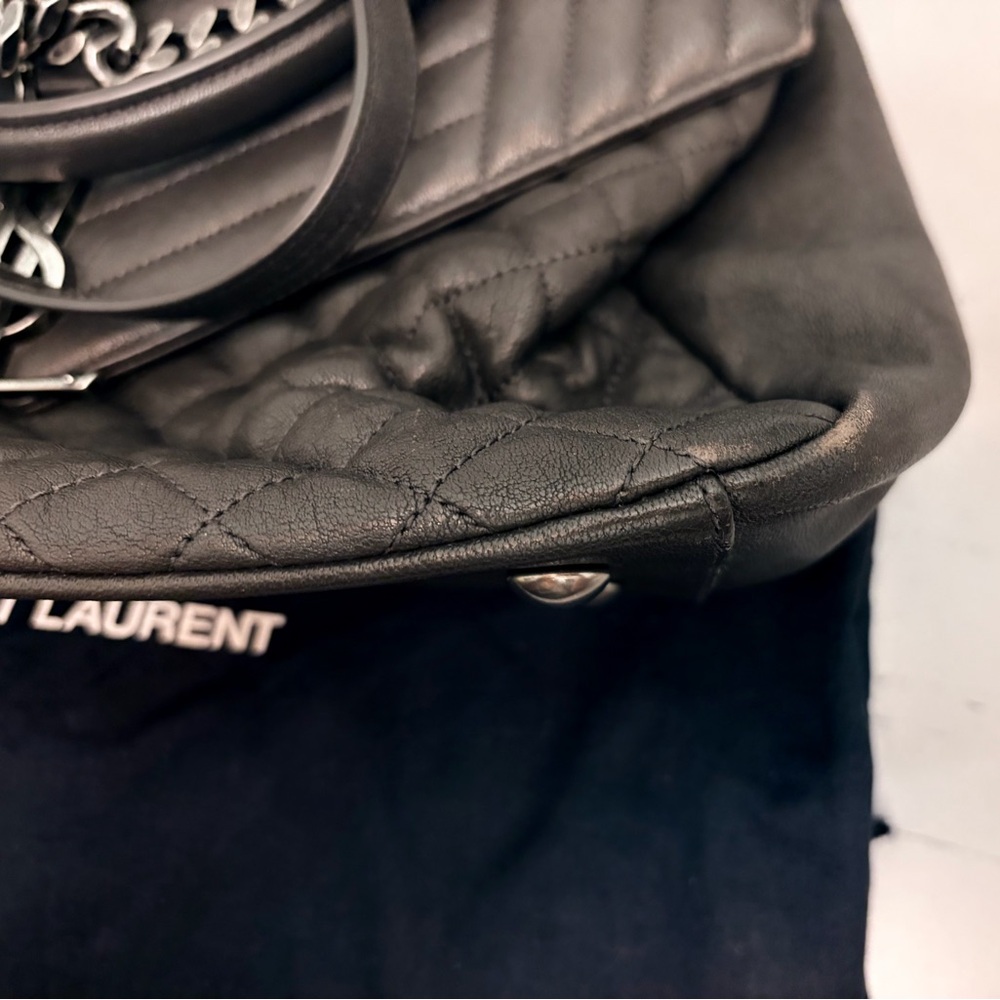 YSL Leather Bag Monogram College Flap Quilted w/ Chain - Picture 10 of 16